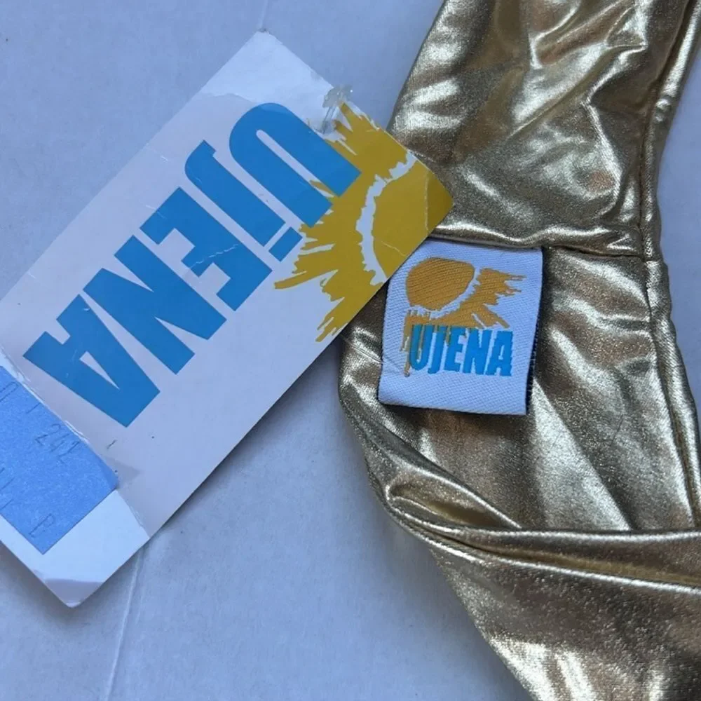 NWT UjENA Metallic Gold & Silver Crossover Bikini Bottom Size Small